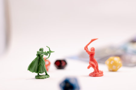 Role play game figures dice and cardsの写真素材