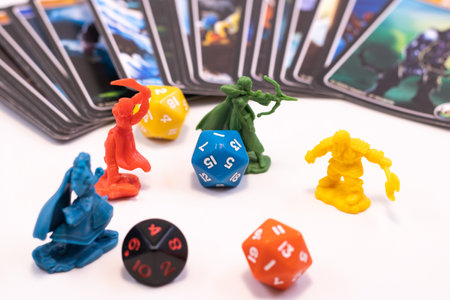 Role play game figures dice and cardsの写真素材