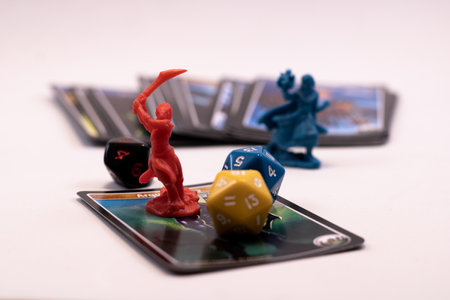 Role play game figures dice and cardsの写真素材