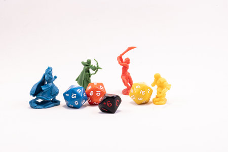 Role play game figures dice and cardsの写真素材