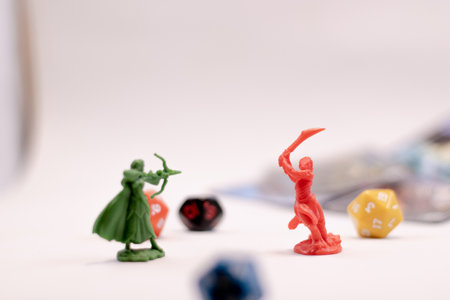 Role play game figures dice and cardsの写真素材