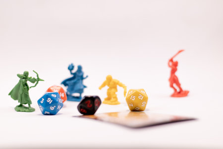 Role play game figures dice and cardsの写真素材
