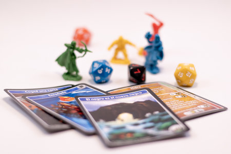 Role play game figures dice and cardsの写真素材