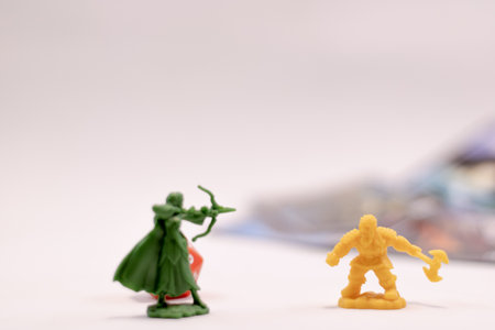 Role play game figures and cards in the backgroundの写真素材