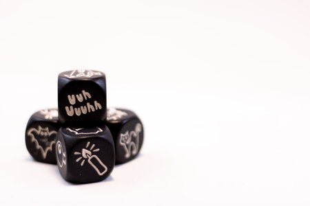 Magic dice with symbols for fantasy gamesの写真素材