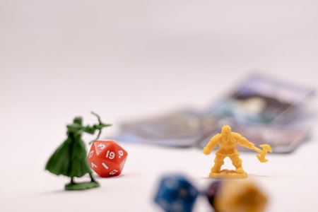 Role play game figures dice and cardsの写真素材