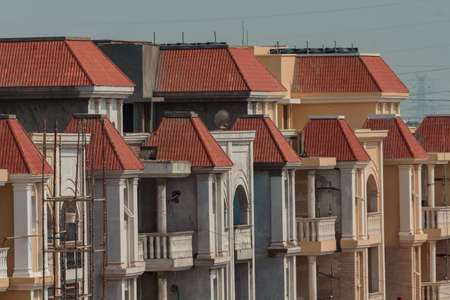 Low rise residential building under constructionの写真素材