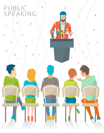 Concept of public speaking / speaker's stand / press conference / vector illustration.のイラスト素材