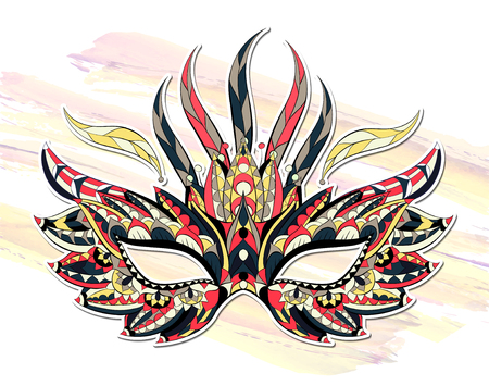 Patterned mask on the grunge background. Mardi Gras festival. Tattoo design.のイラスト素材
