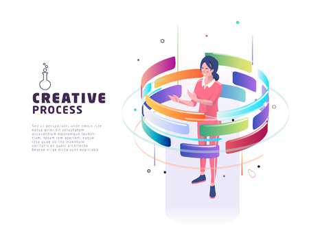 Isometric concept of creative process. Business concept. Vector illustration.のイラスト素材