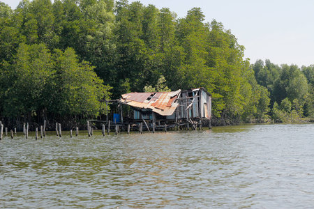 Old hut at seaの写真素材