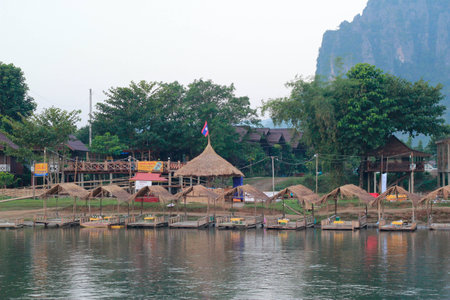 Song river in Vangviengの写真素材