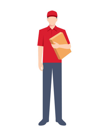 courier standing with a boxのイラスト素材