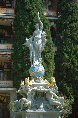 Goddess of night and dream fountain in Gurzuf sanatorium parkの写真素材