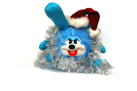 Rabbit - Symbol of New Year 2011 - with Santa cap on whightの写真素材