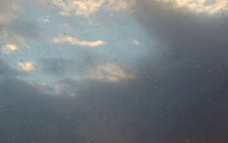 Raindrops on the glass of window after rainの写真素材