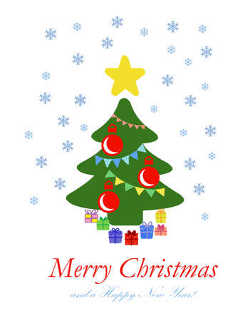 Abstract christmas tree with chistmas presents on the white backgroundの写真素材