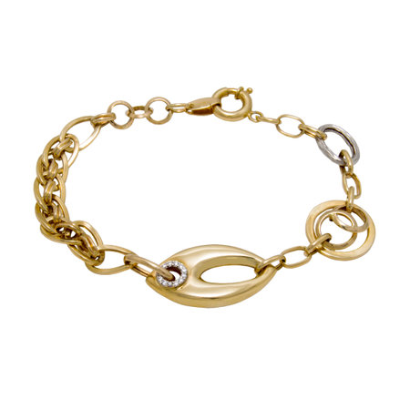Graceful golden diamond chain bracelet from white and yellow gold isolated on white backgroundの写真素材