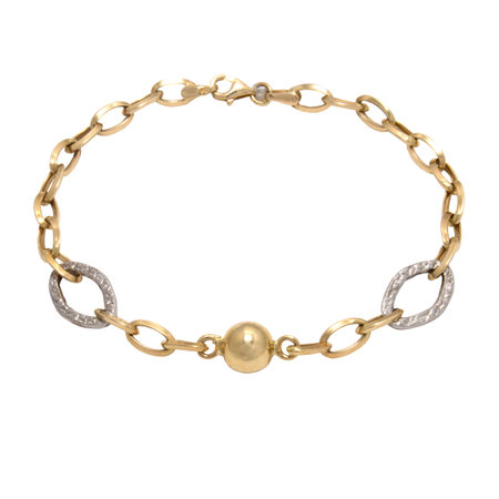 Graceful golden bracelet from white and yellow gold isolated on white backgroundの写真素材