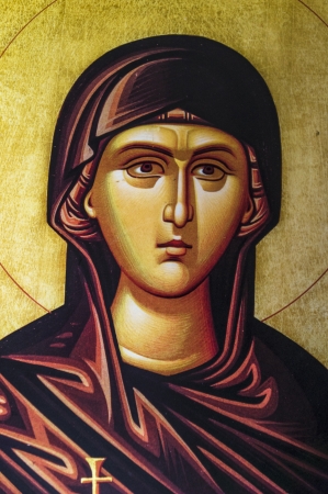 ALEXANDROUPOLIS, GREECE - OCTOBER 12  The Virgin Mary, a Byzantine iconography in the interior of Hagios Dimitrios, on October 12, 2012 in Alexandroupolis のeditorial素材