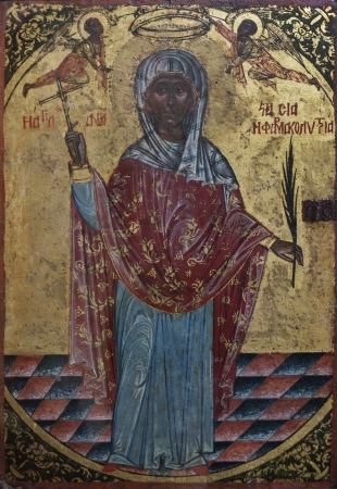 ALEXANDROUPOLIS, GREECE - OCTOBER 12: Saint Anastasia a Byzantine iconography in the interior of Hagios Dimitrios, on October 12, 2012 in Alexandroupolis.のeditorial素材