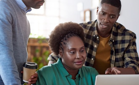 African business team at work in an modern officeの写真素材