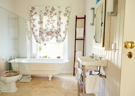 Interior of a spacious country style bathroomの写真素材