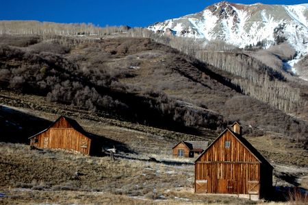 vintage pioneer homestead in coloradoの写真素材