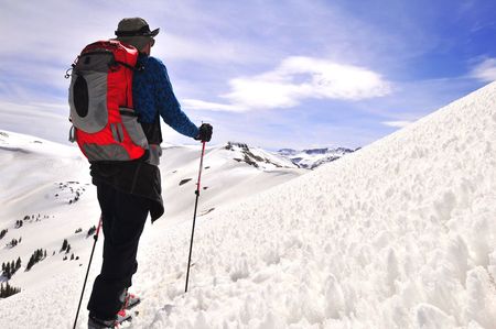 adult male back country ski touringの写真素材