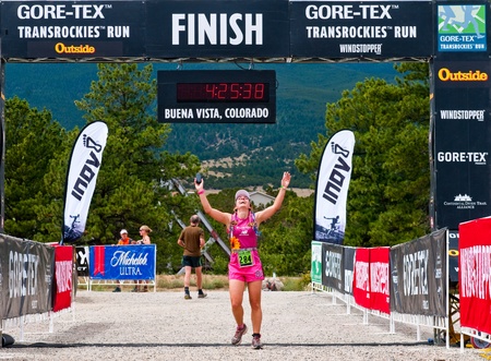 Buena Vista, CO - Aug 21, 2011: Luciana cox of Brazil finishes the 20.2 mile stage 1 race of the...