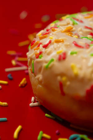 close-up of sweet topping on donutの写真素材