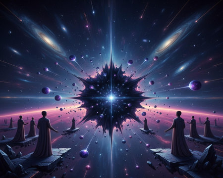 Fractal 3D Illustration of a stormy sky backgroundの素材