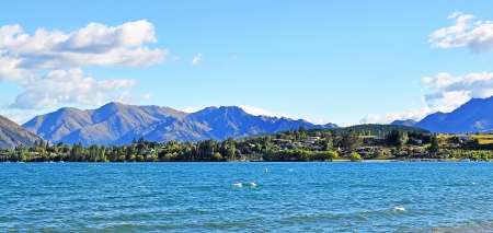 Lake and ice mountain backgroundの写真素材