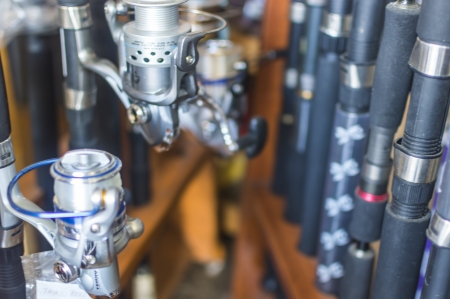 Fishing rod with blurred backgroundの写真素材