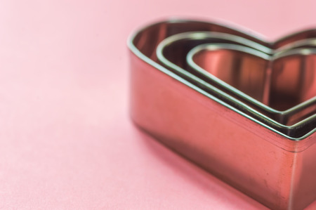 heart shaped metal cookie cuttersの写真素材