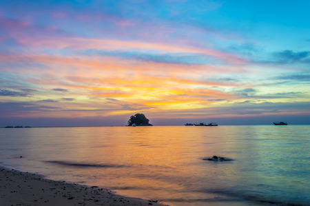 Sunset with slow shutterの写真素材