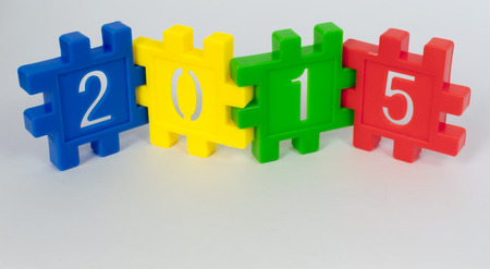 Colorful toy of numbers with white backgroundの写真素材