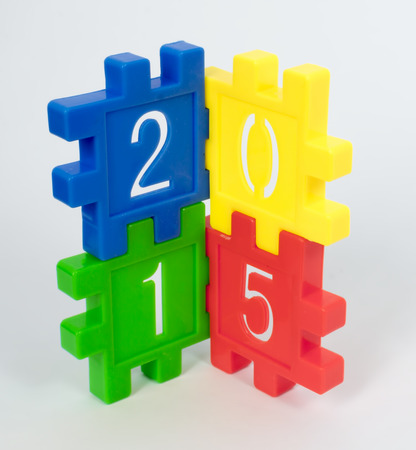 Colorful toy of numbers with white backgroundの写真素材