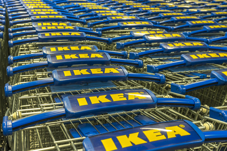 KUALA LUMPUR - JANUARY 25: Trolleys area of IKEA Bangkok Store on January 25, 2015 in Kuala Lumpur, Malaysia. Founded in Sweden in 1943, Ikea is the world's largest furniture retailer.のeditorial素材