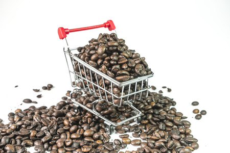 Coffee beans inside trolleyの写真素材