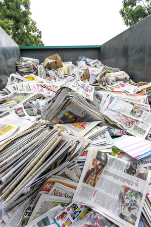 A stack of old newspaper for recycleのeditorial素材