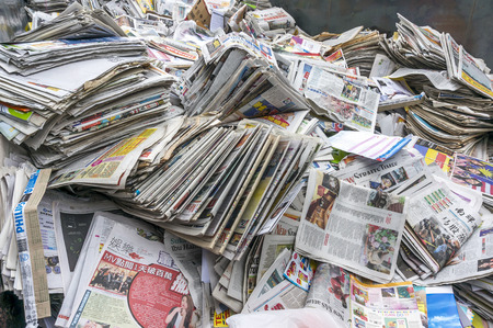 A stack of old newspaper for recycleのeditorial素材