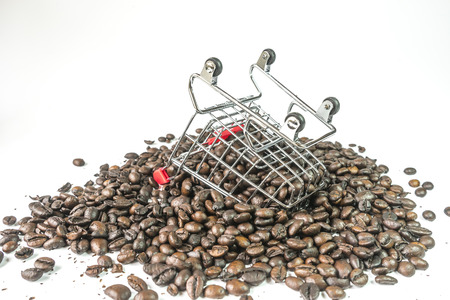 Coffee beans and trolleyの写真素材
