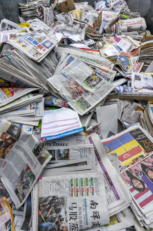 A stack of old newspaper for recycleのeditorial素材