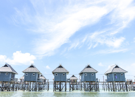 Bungalows on Mabul Island, Sabah, East Malaysiaの写真素材