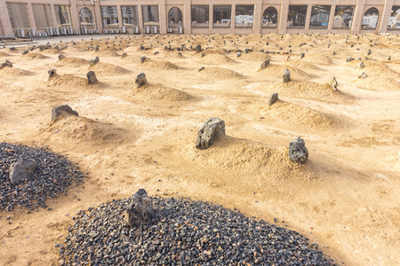 View of Baqee' Muslim cemetary at Masjid (mosque) Nabawi in Al Madinah, Kingdom of Saudi Arabia.の写真素材