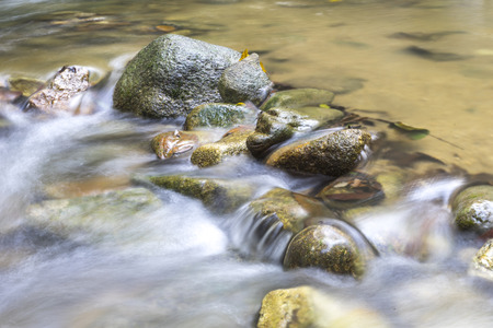 Natural flow of water stream in close up view