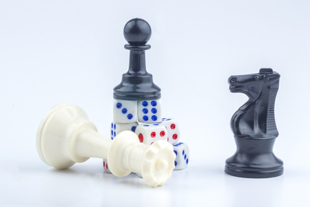 chess and white diceの写真素材
