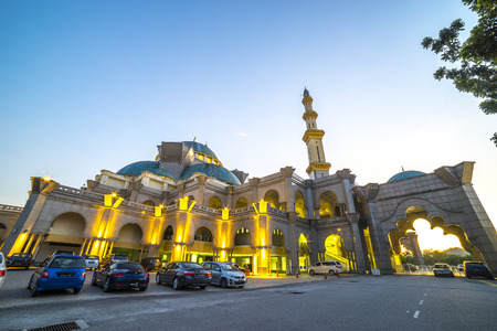 KUALA LUMPUR, MALAYSIA - JANUARY 10, 2016: View of external Wilayah Mosque during farj time.