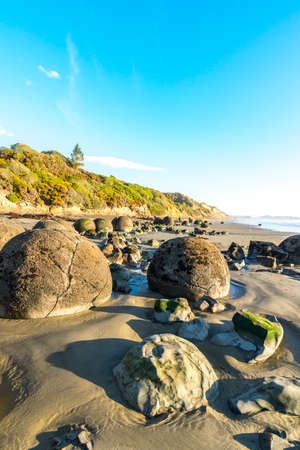 Natural rock shape at moeraki boulder, new zealand.の写真素材